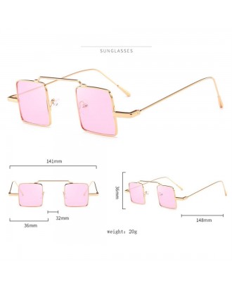 Women Square Shape Sunglasses Vintage Metal Frame UV Protect Sunglasses
