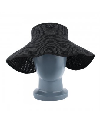 Ladies Women Summer Sun Beach Folding Roll Up Wide Brim Straw Visor Hat Cap