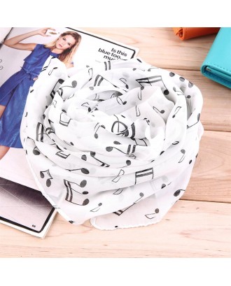 Musical Note Lightweight Chiffon Scarf Comfortable Casual Women Scarf