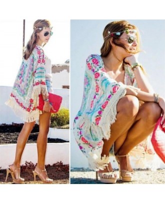 Womens Summer Blouse Sexy Floral Shirt Loose Kimono Cardigan Casual Tops
