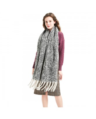 Fashion Thick Tassels Scarf with Assorted Colors Black