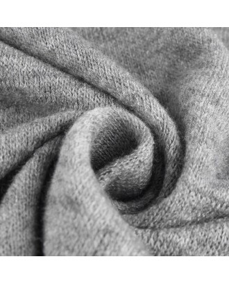Autumn Winter Long Sleeve Tassel Cardigan Gray L