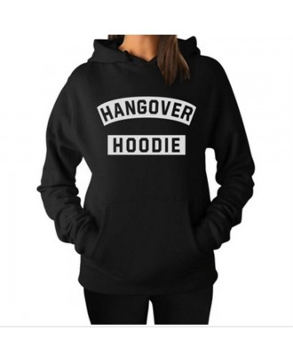 Unisex Long-sleeved Pocket Hoodie with Fashion Letters Print Plus Velvet