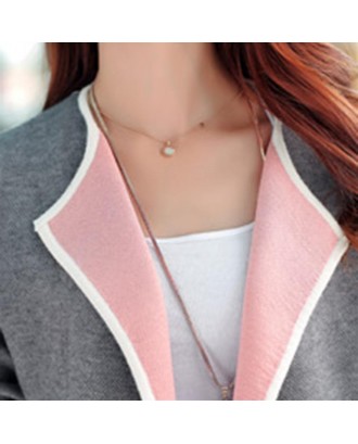 Autumn Winter Medium Length Knitting Cardigan Loose Long Sleeve Coat for Women