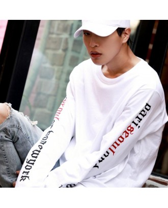 Pullover Sweatshirt Lovers Loose Blouse Long Sleeve Letter Printing Sweater