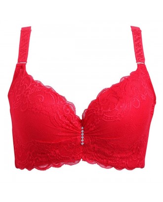 Women Underwire Lace Bra Three Quarters Cup Push Up Thin Section Brassiere