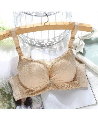 Teen Girl Bra Upper Thin & Lower Thick Push-up Lace Bra with 4-hooks Closure