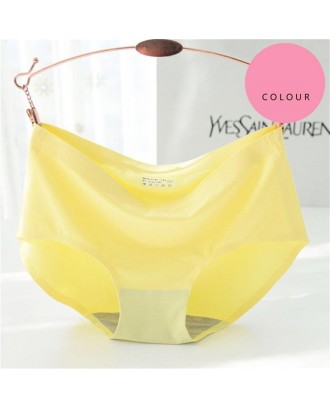 Solid Candy Color Women Middle-rise Ice Silk Brief Seamless One Piece Brief