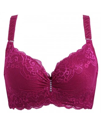 Women Underwire Lace Bra Three Quarters Cup Push Up Thin Section Brassiere