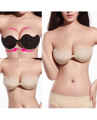 Sexy Push Up Self-Adhesive Silicone Bust Front Closure Strapless Invisible Bra