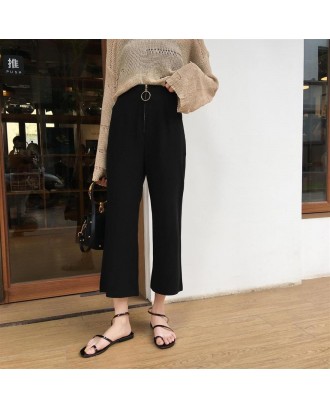 Summer Loose Wide Leg Pants Casual Leisure Ankle-Length Flare Pants Trousers