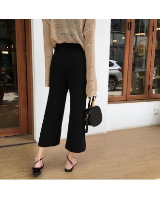 Summer Loose Wide Leg Pants Casual Leisure Ankle-Length Flare Pants Trousers