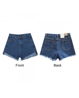 High Waist Jean Shorts Female Summer Loose Ragged Edge Denim Hot Pants