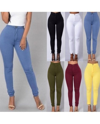Solid Color Thin Section Slim Stretching Pencil Pants Women Bottoming Pants