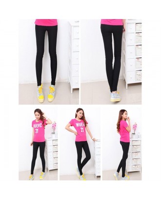 Solid Color Stretch Pencil Pants Slim Ankle-length Bottoming Pants for Women