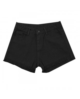 High Waist Jean Shorts Female Summer Loose Ragged Edge Denim Hot Pants