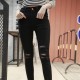 Women Sexy Pencil Pants Skinny Stretchable Denim Worn Holes High Waist Jeans